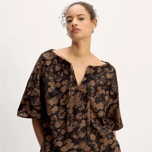 NWT Everlane puff sleeve Floral Brown Women's Top size M